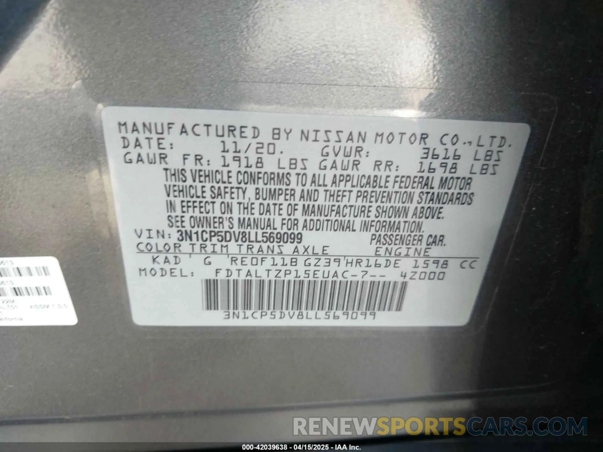 9 Photograph of a damaged car 3N1CP5DV8LL569099 NISSAN KICKS 2020