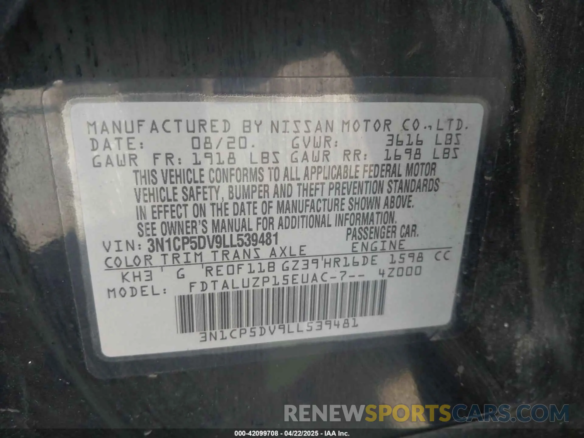 9 Photograph of a damaged car 3N1CP5DV9LL539481 NISSAN KICKS 2020