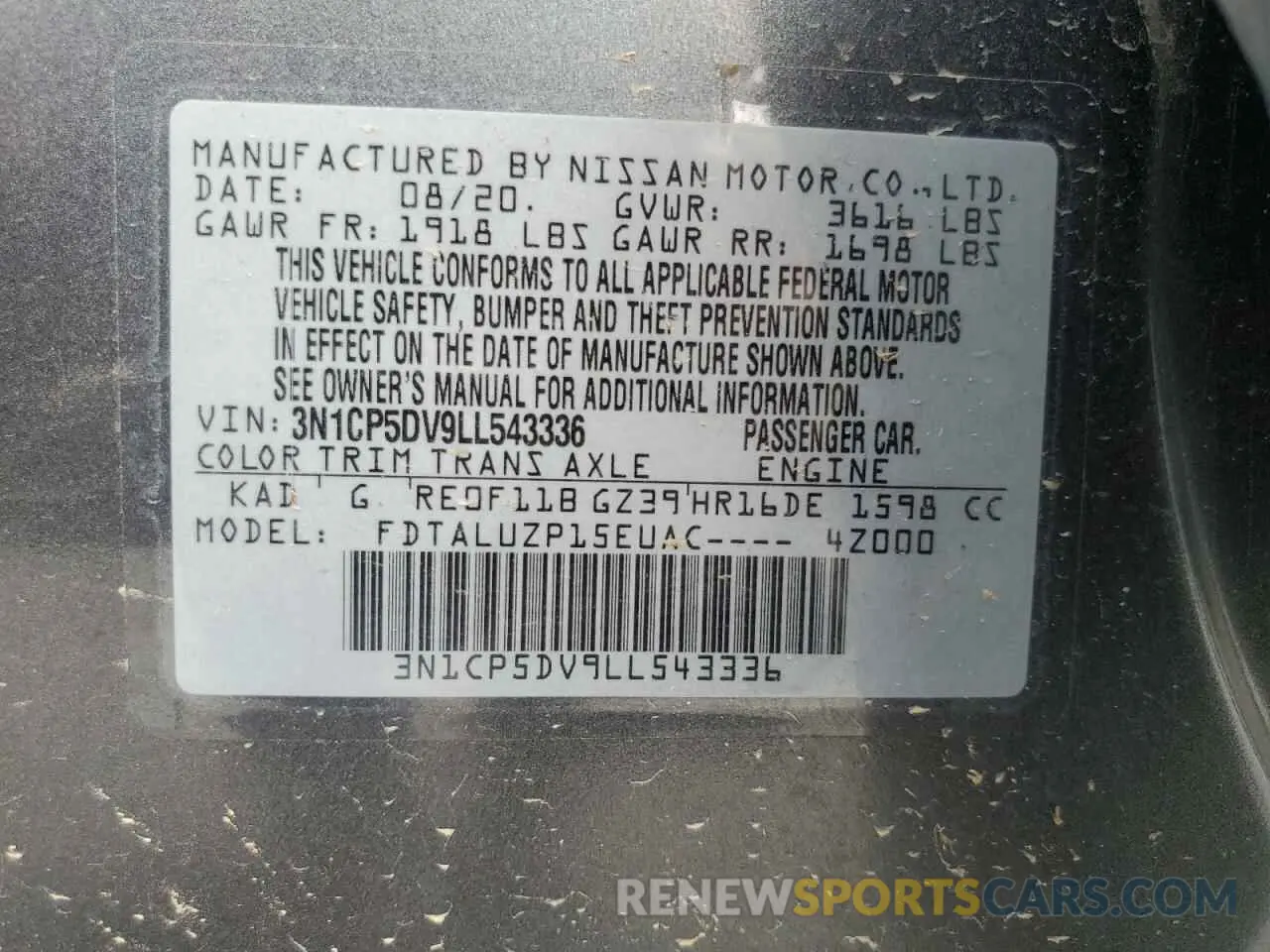 13 Photograph of a damaged car 3N1CP5DV9LL543336 NISSAN KICKS 2020