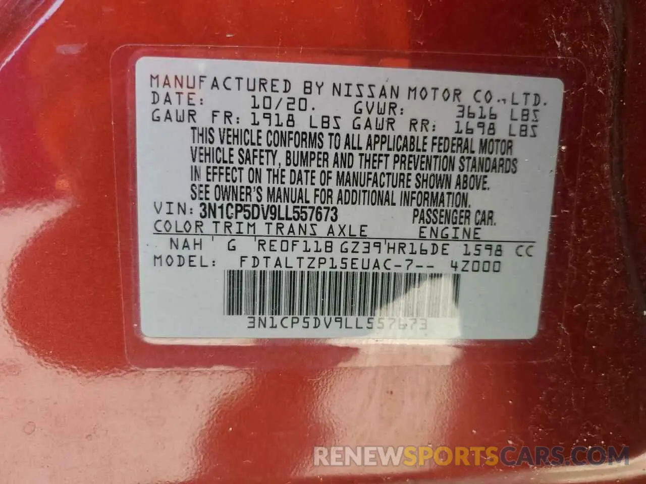 14 Photograph of a damaged car 3N1CP5DV9LL557673 NISSAN KICKS 2020