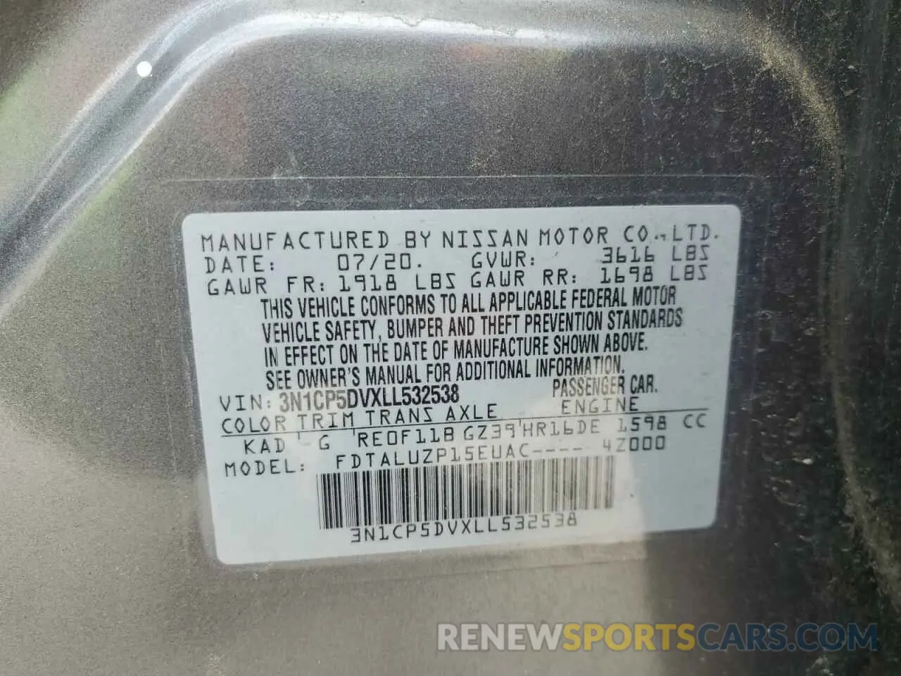 13 Photograph of a damaged car 3N1CP5DVXLL532538 NISSAN KICKS 2020