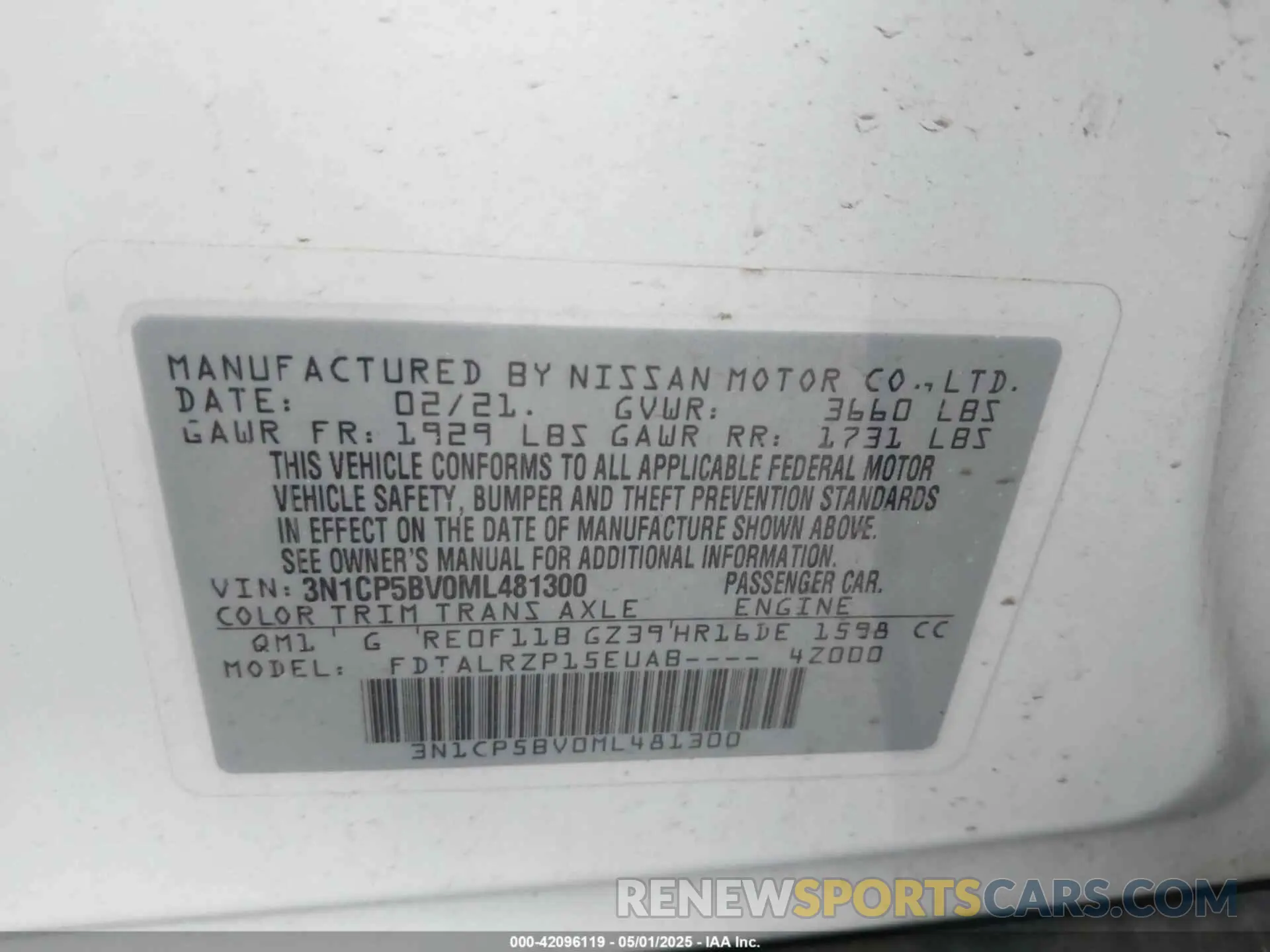 9 Photograph of a damaged car 3N1CP5BV0ML481300 NISSAN KICKS 2021