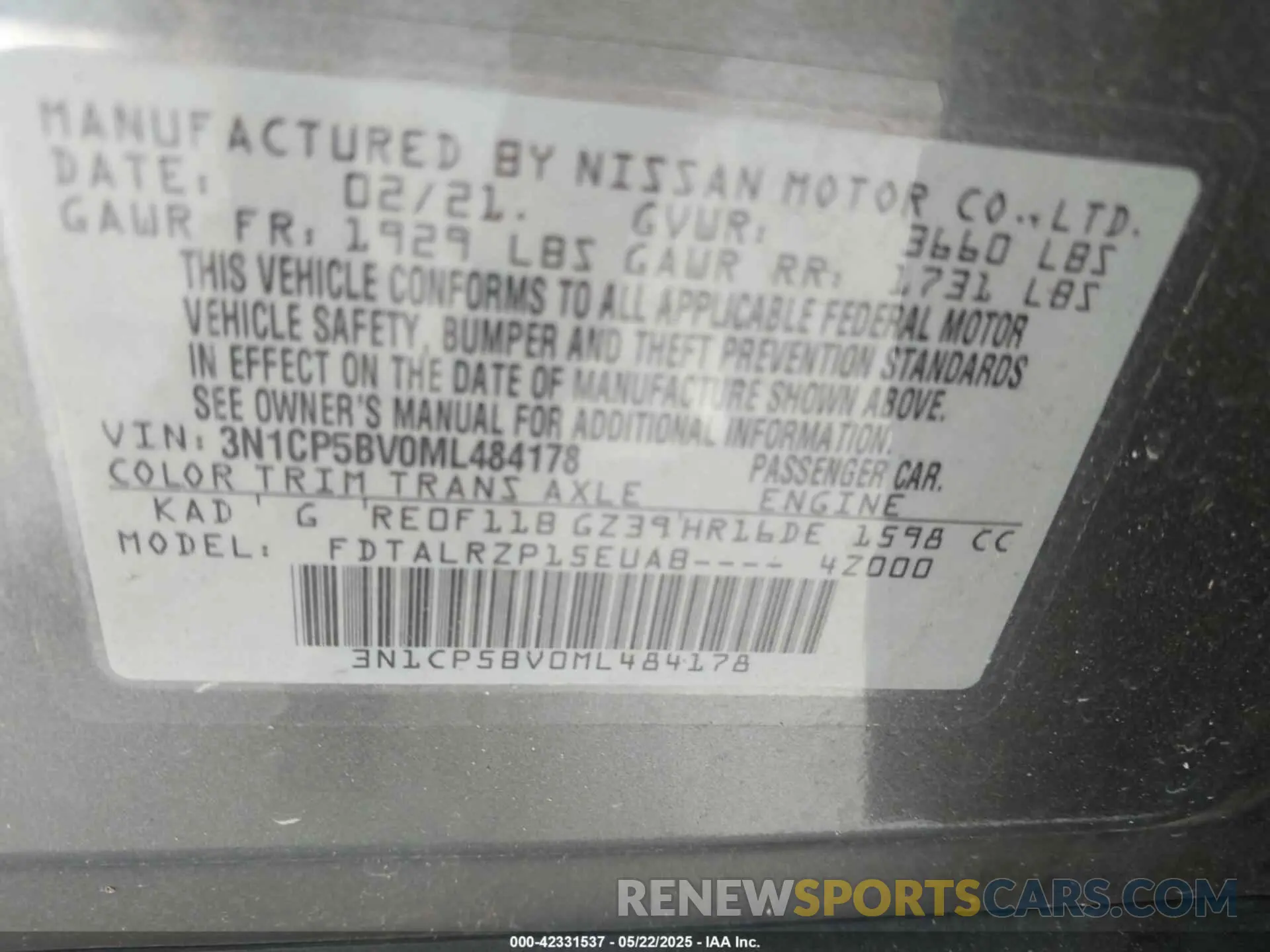 9 Photograph of a damaged car 3N1CP5BV0ML484178 NISSAN KICKS 2021