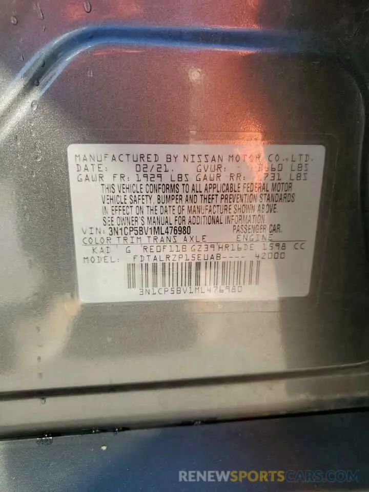 14 Photograph of a damaged car 3N1CP5BV1ML476980 NISSAN KICKS 2021