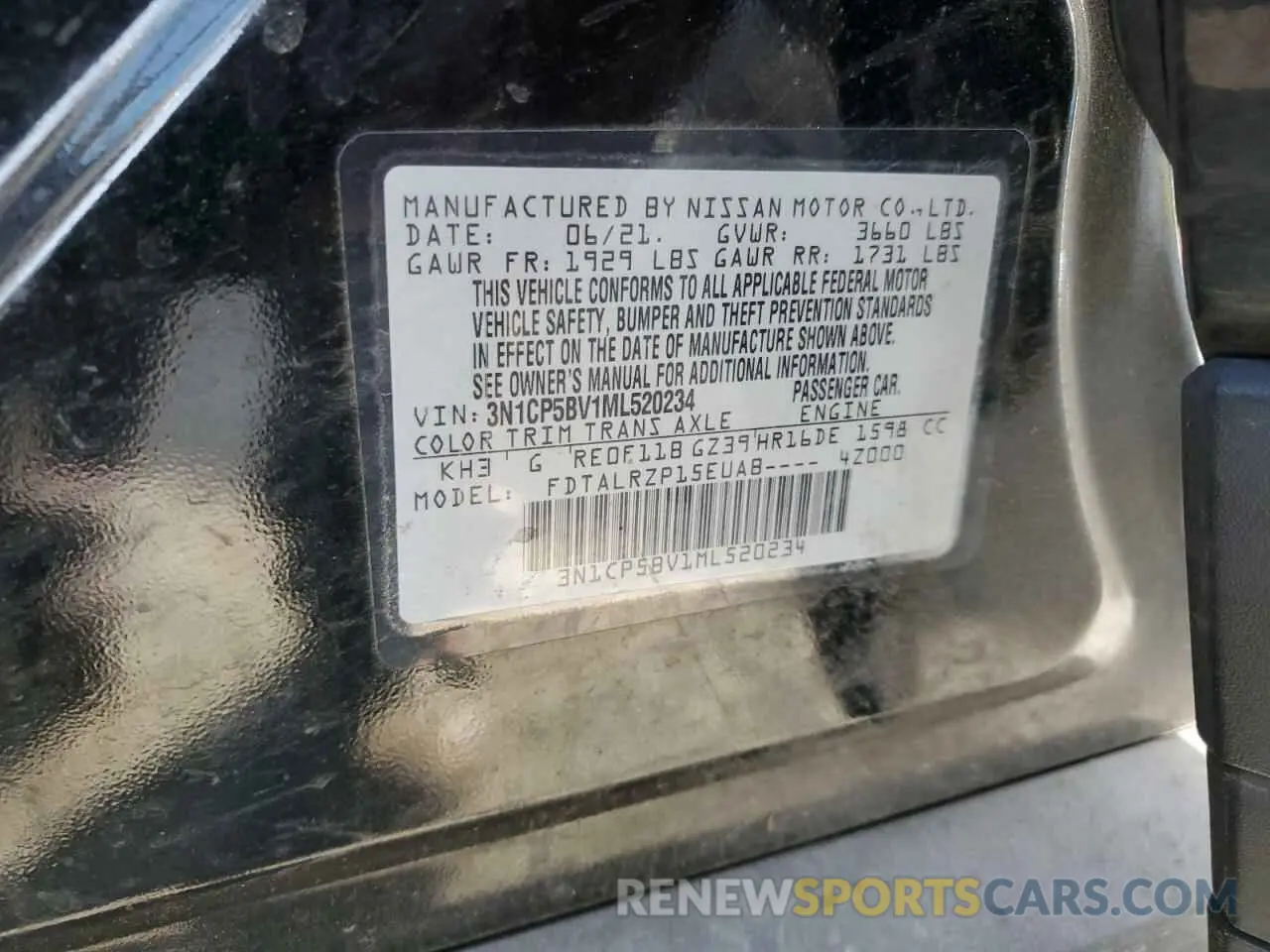 12 Photograph of a damaged car 3N1CP5BV1ML520234 NISSAN KICKS 2021