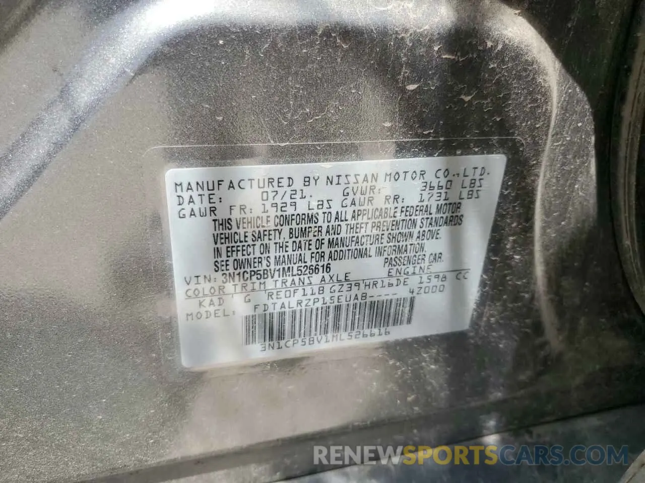 13 Photograph of a damaged car 3N1CP5BV1ML526616 NISSAN KICKS 2021