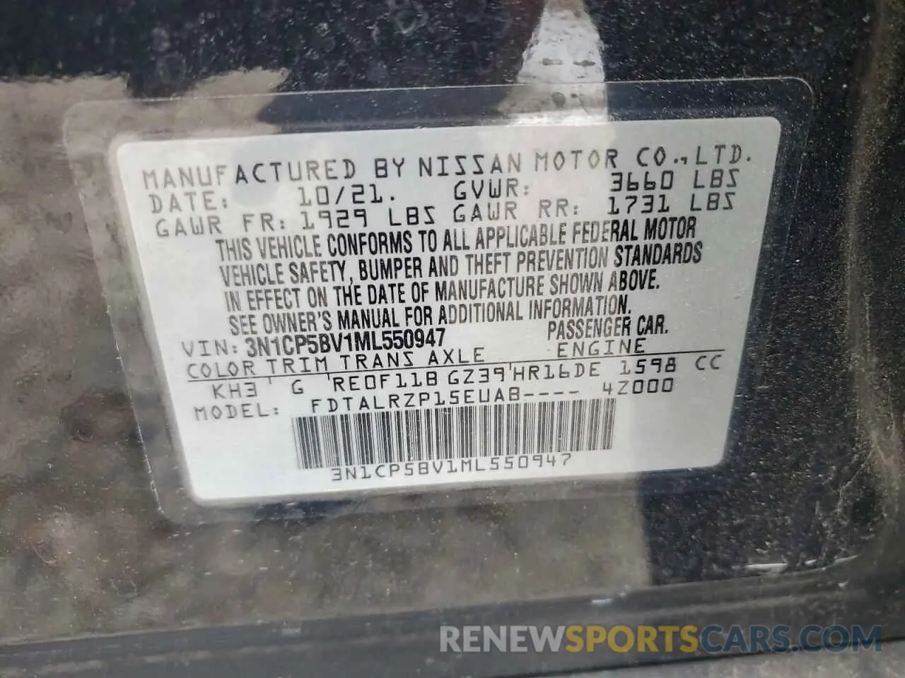 13 Photograph of a damaged car 3N1CP5BV1ML550947 NISSAN KICKS 2021