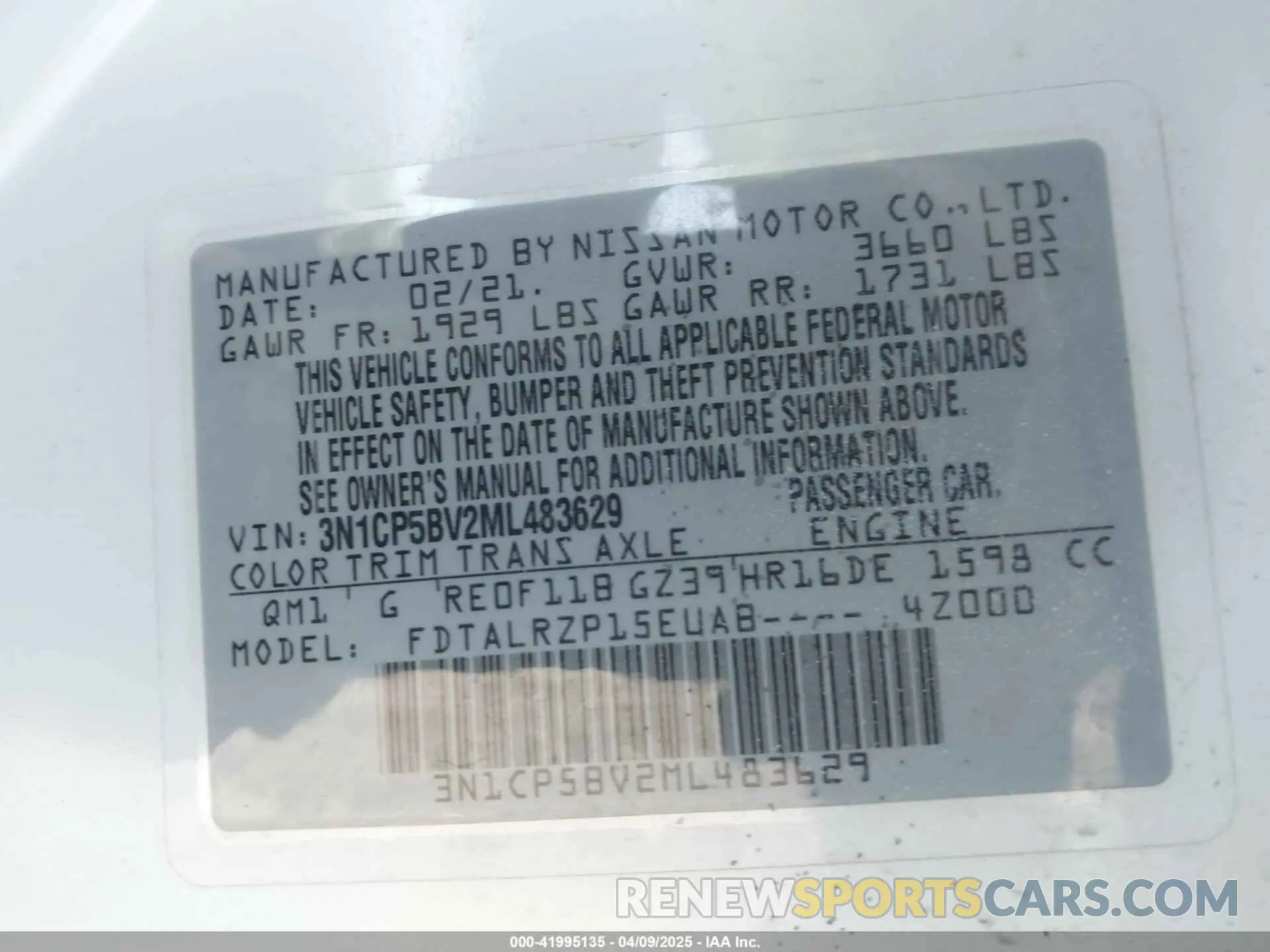 9 Photograph of a damaged car 3N1CP5BV2ML483629 NISSAN KICKS 2021
