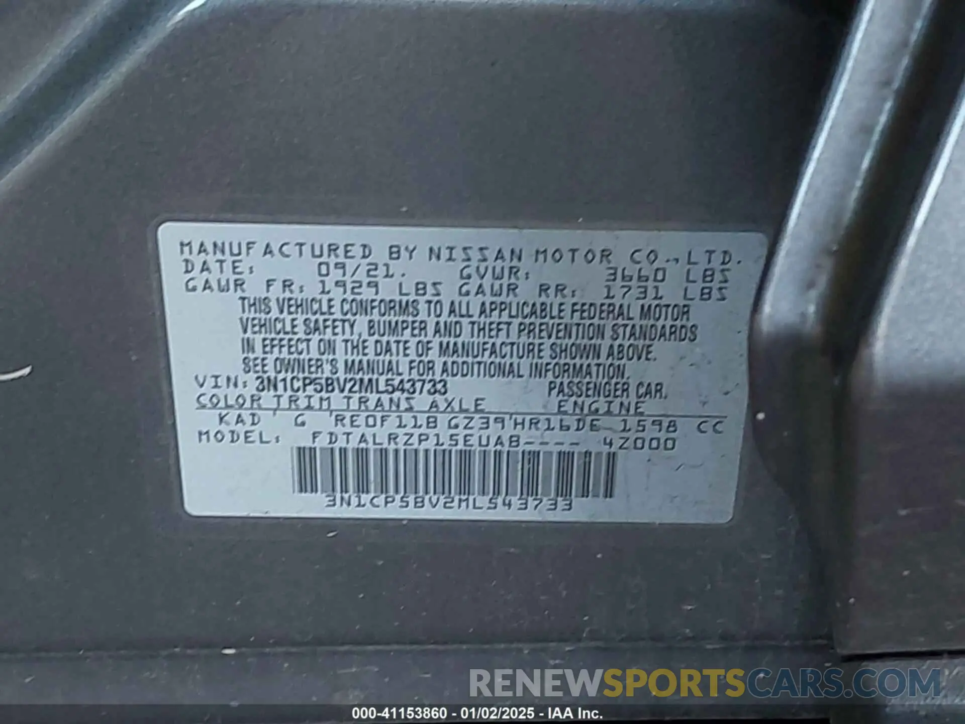 9 Photograph of a damaged car 3N1CP5BV2ML543733 NISSAN KICKS 2021