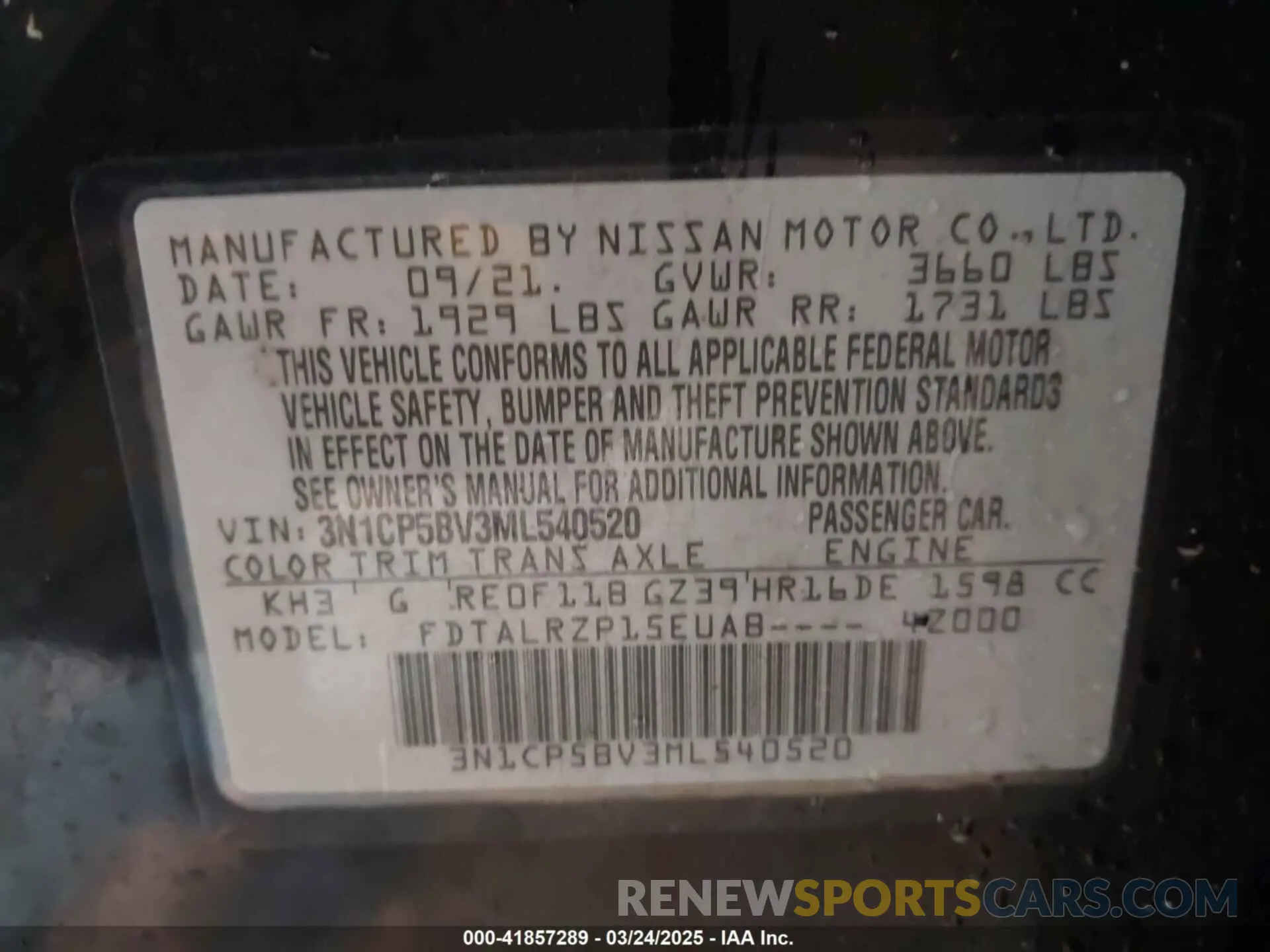 9 Photograph of a damaged car 3N1CP5BV3ML540520 NISSAN KICKS 2021