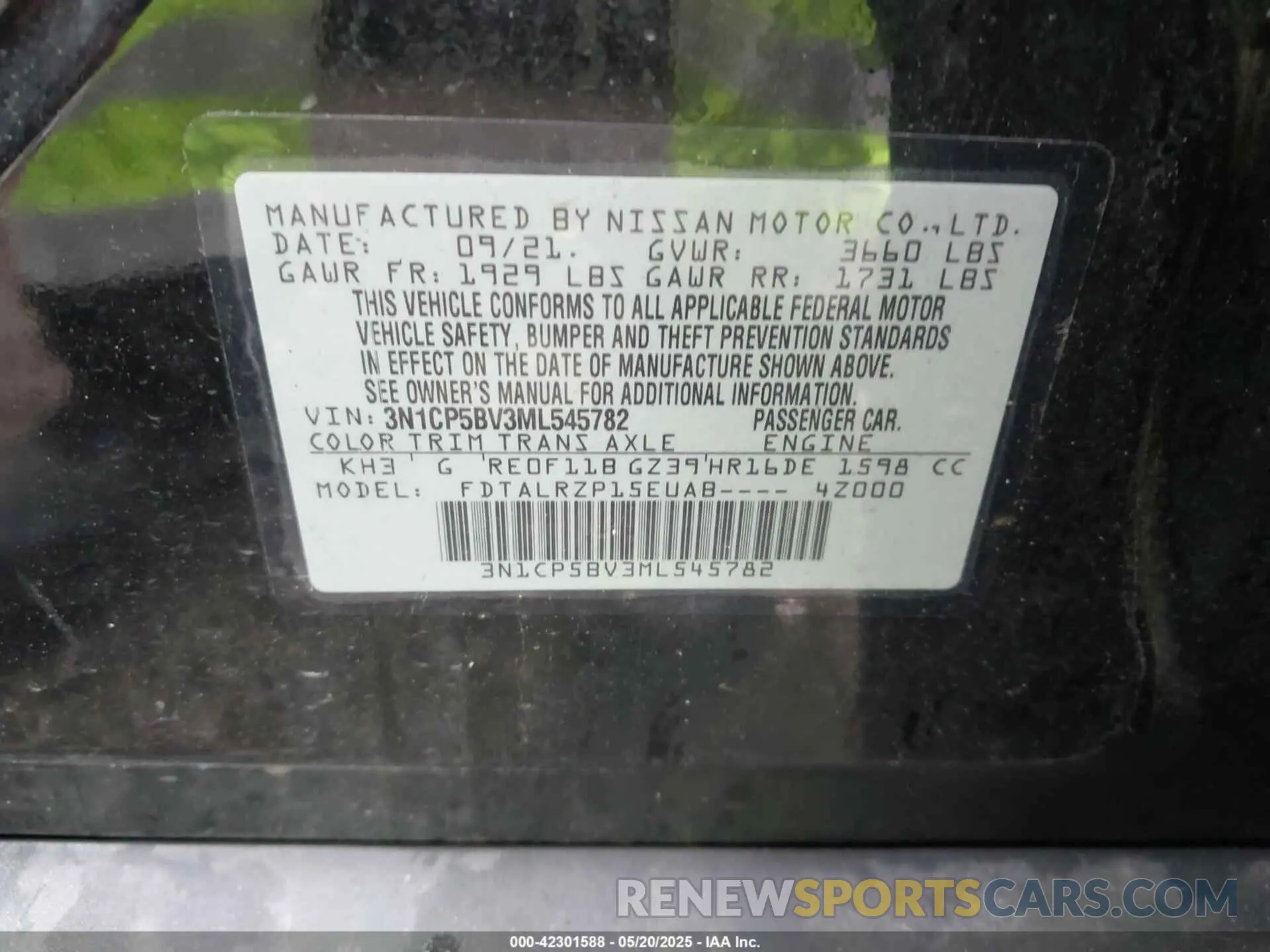 9 Photograph of a damaged car 3N1CP5BV3ML545782 NISSAN KICKS 2021