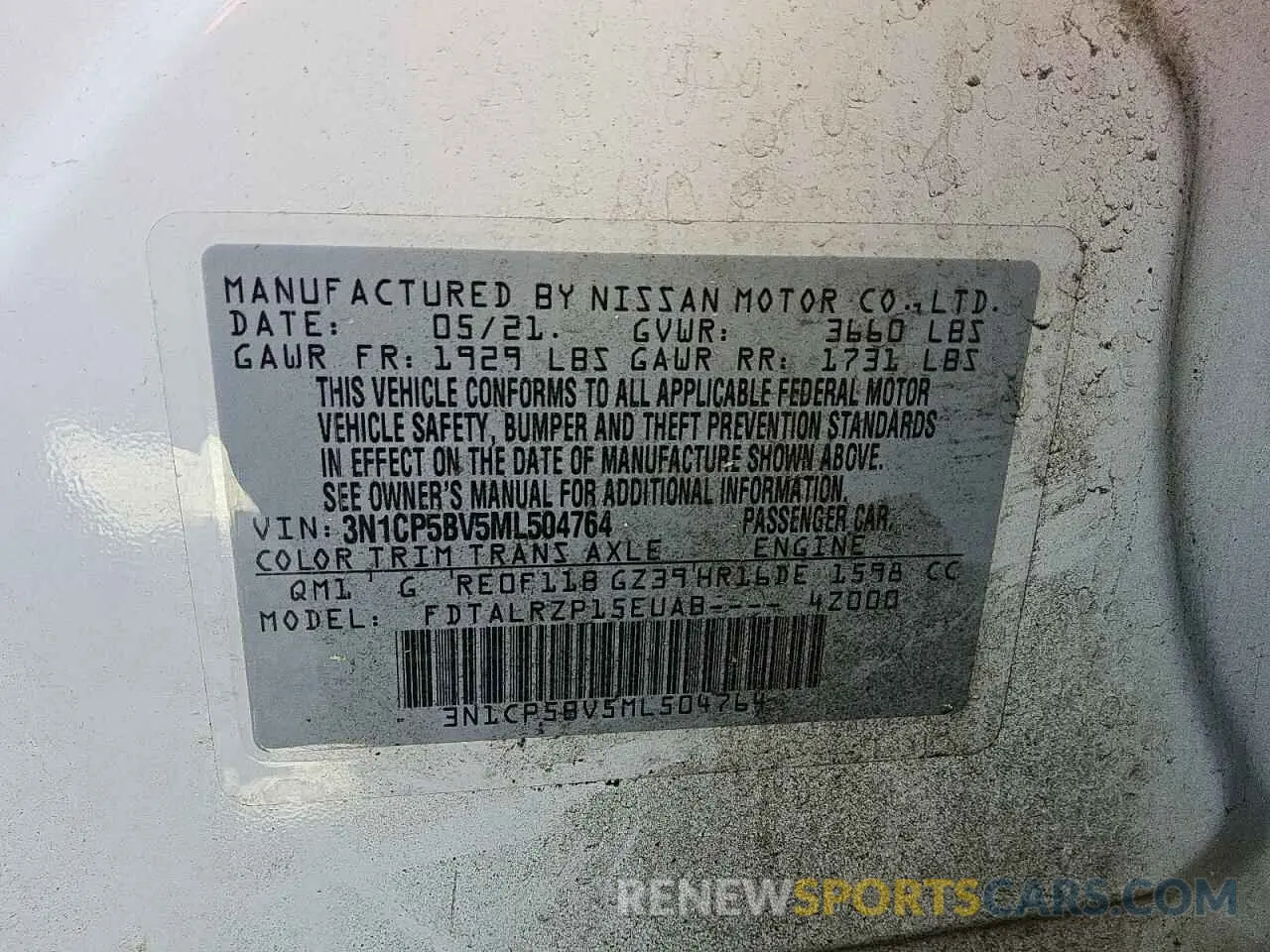 13 Photograph of a damaged car 3N1CP5BV5ML504764 NISSAN KICKS 2021