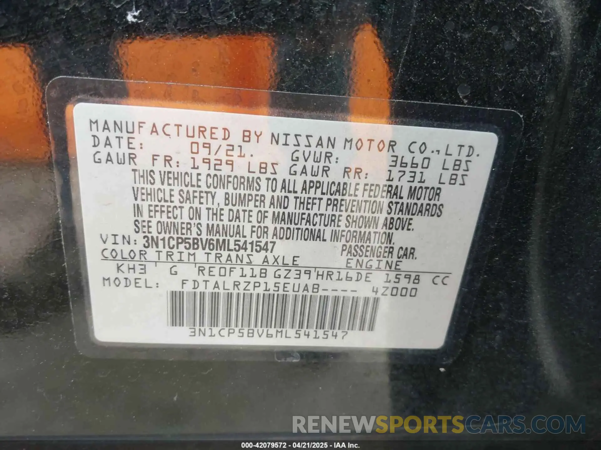 9 Photograph of a damaged car 3N1CP5BV6ML541547 NISSAN KICKS 2021