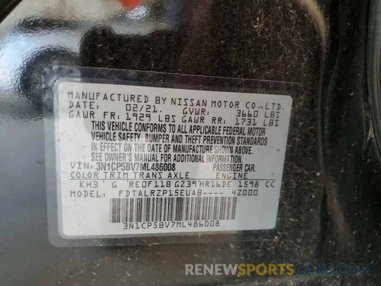 13 Photograph of a damaged car 3N1CP5BV7ML486008 NISSAN KICKS 2021