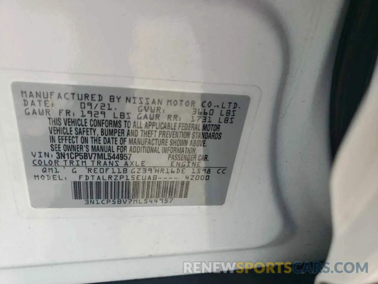 15 Photograph of a damaged car 3N1CP5BV7ML544957 NISSAN KICKS 2021