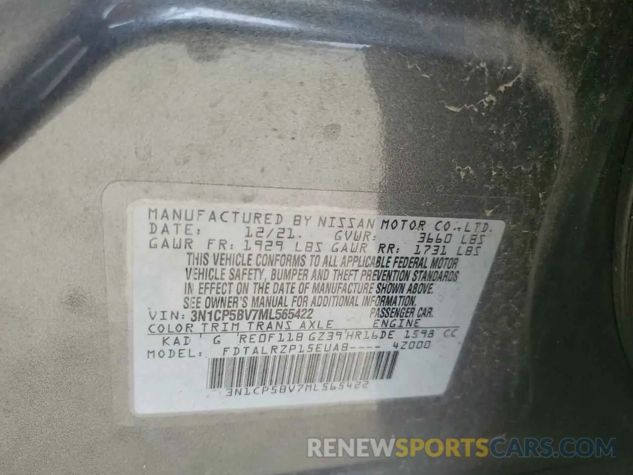 12 Photograph of a damaged car 3N1CP5BV7ML565422 NISSAN KICKS 2021