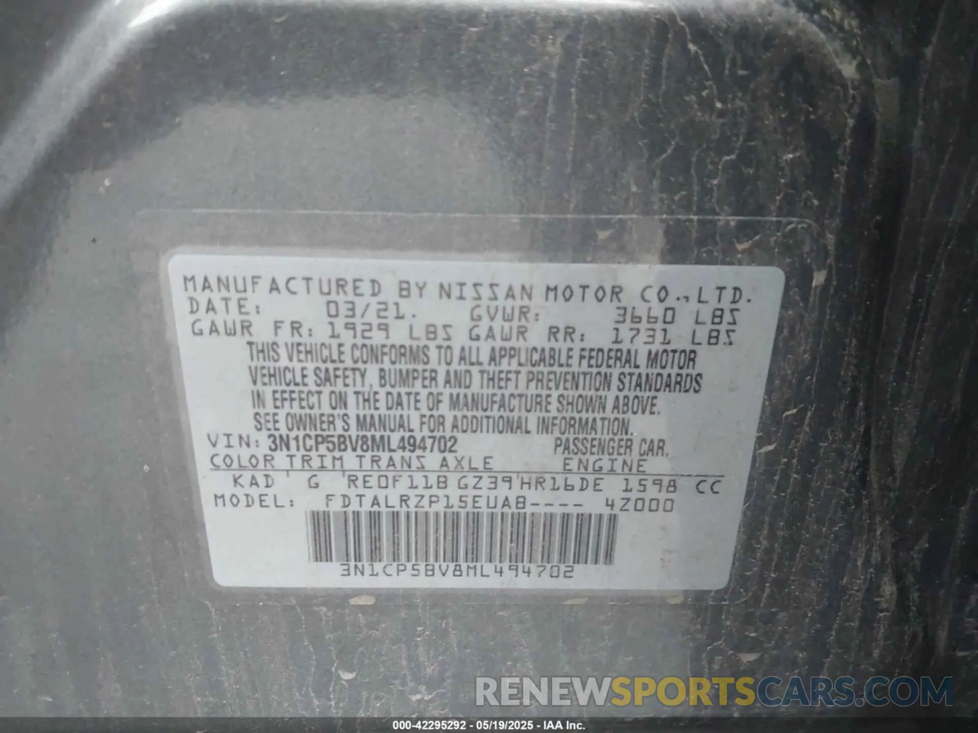 9 Photograph of a damaged car 3N1CP5BV8ML494702 NISSAN KICKS 2021