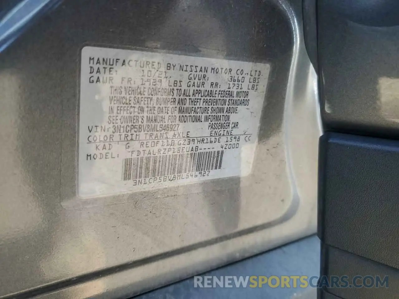 13 Photograph of a damaged car 3N1CP5BV8ML546927 NISSAN KICKS 2021