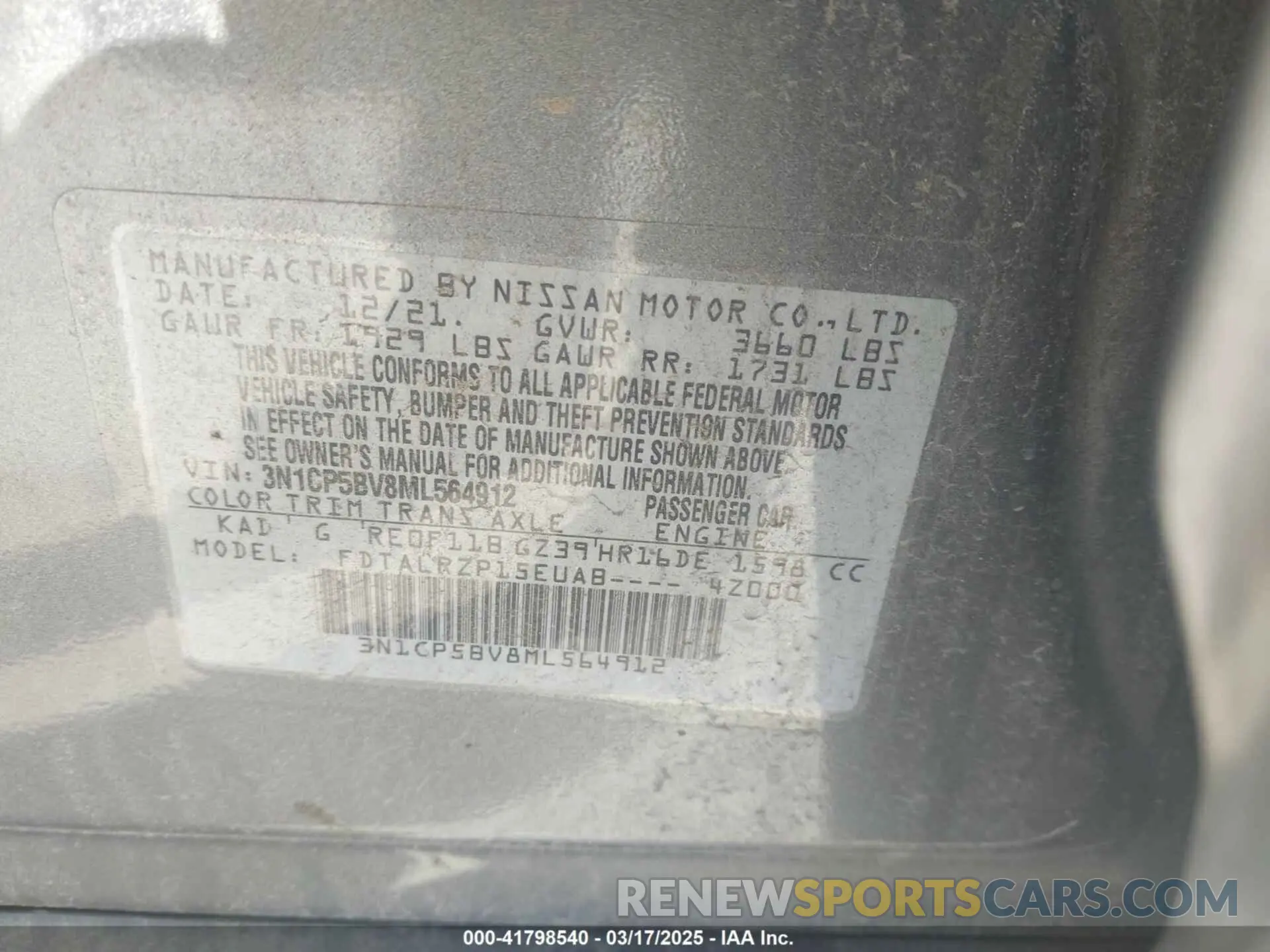 9 Photograph of a damaged car 3N1CP5BV8ML564912 NISSAN KICKS 2021