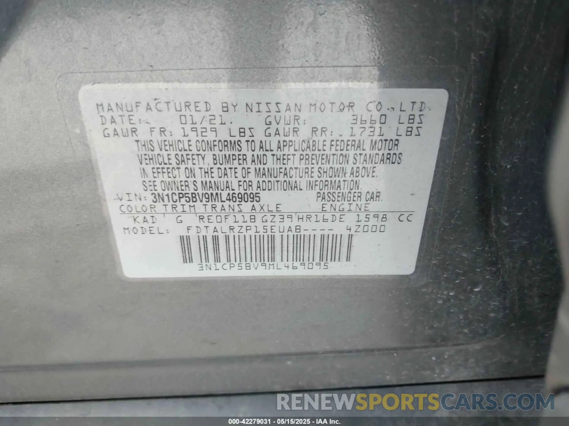 9 Photograph of a damaged car 3N1CP5BV9ML469095 NISSAN KICKS 2021