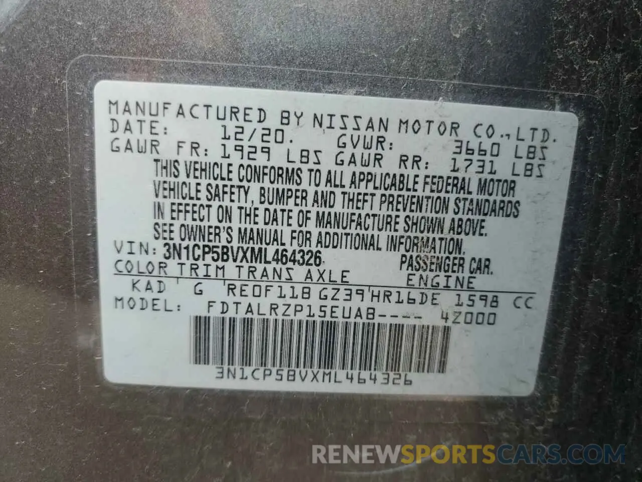 13 Photograph of a damaged car 3N1CP5BVXML464326 NISSAN KICKS 2021