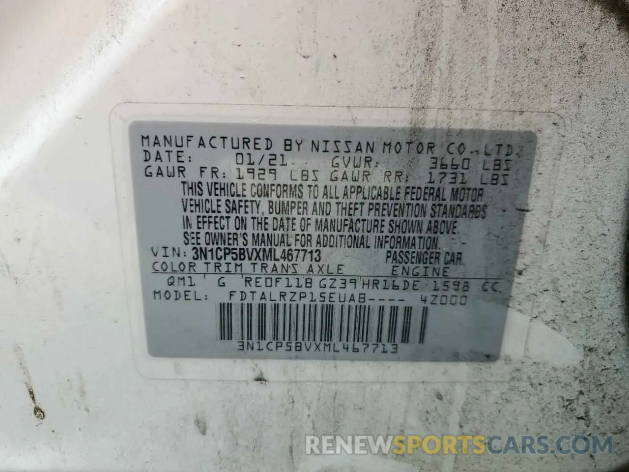 14 Photograph of a damaged car 3N1CP5BVXML467713 NISSAN KICKS 2021