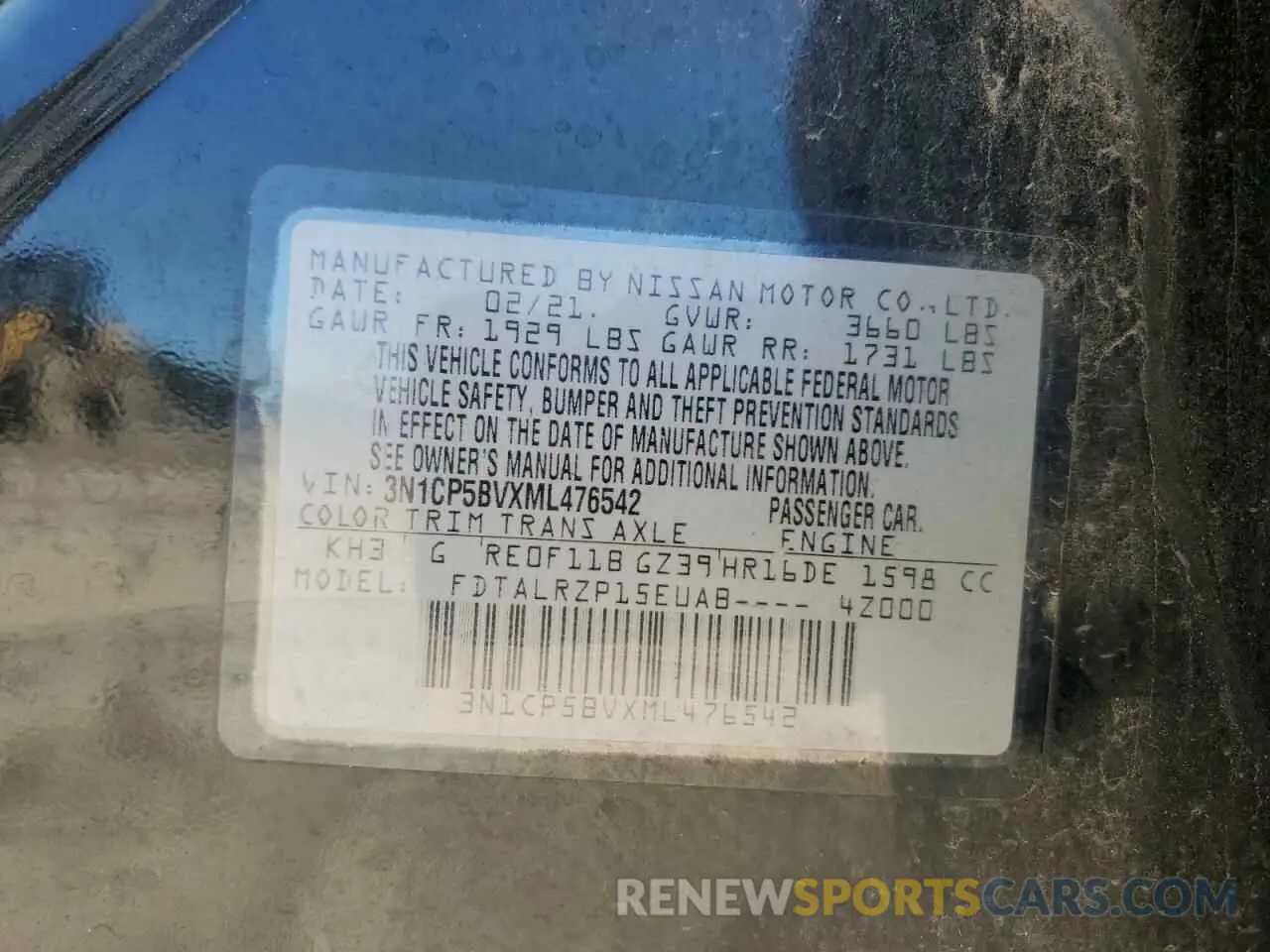 13 Photograph of a damaged car 3N1CP5BVXML476542 NISSAN KICKS 2021