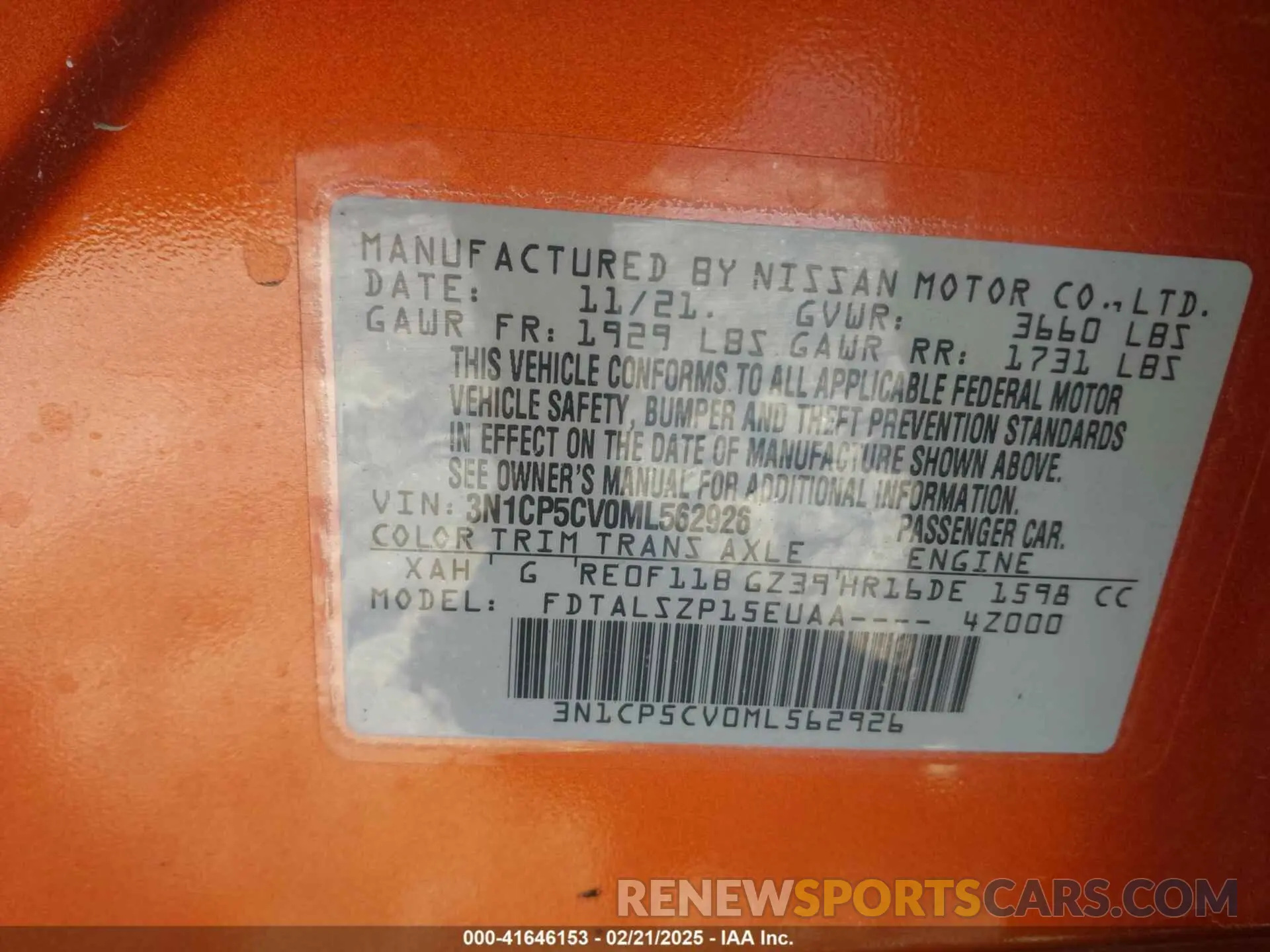 9 Photograph of a damaged car 3N1CP5CV0ML562926 NISSAN KICKS 2021