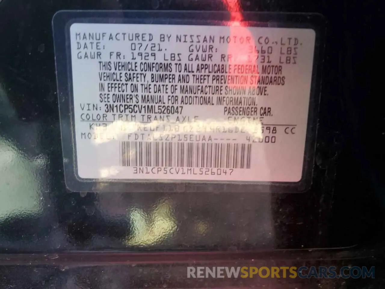12 Photograph of a damaged car 3N1CP5CV1ML526047 NISSAN KICKS 2021