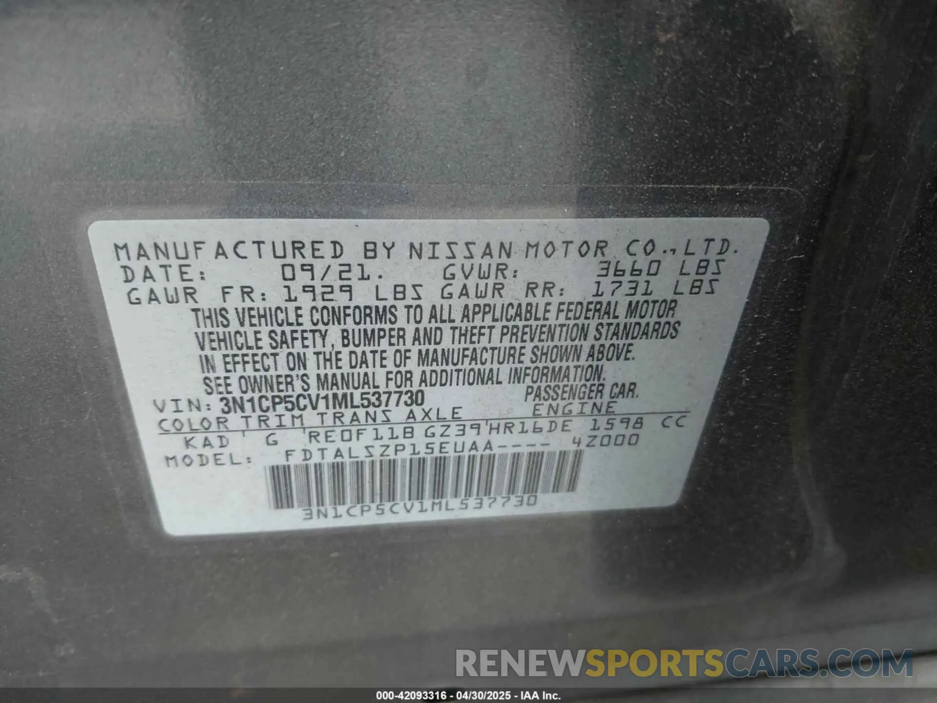 9 Photograph of a damaged car 3N1CP5CV1ML537730 NISSAN KICKS 2021