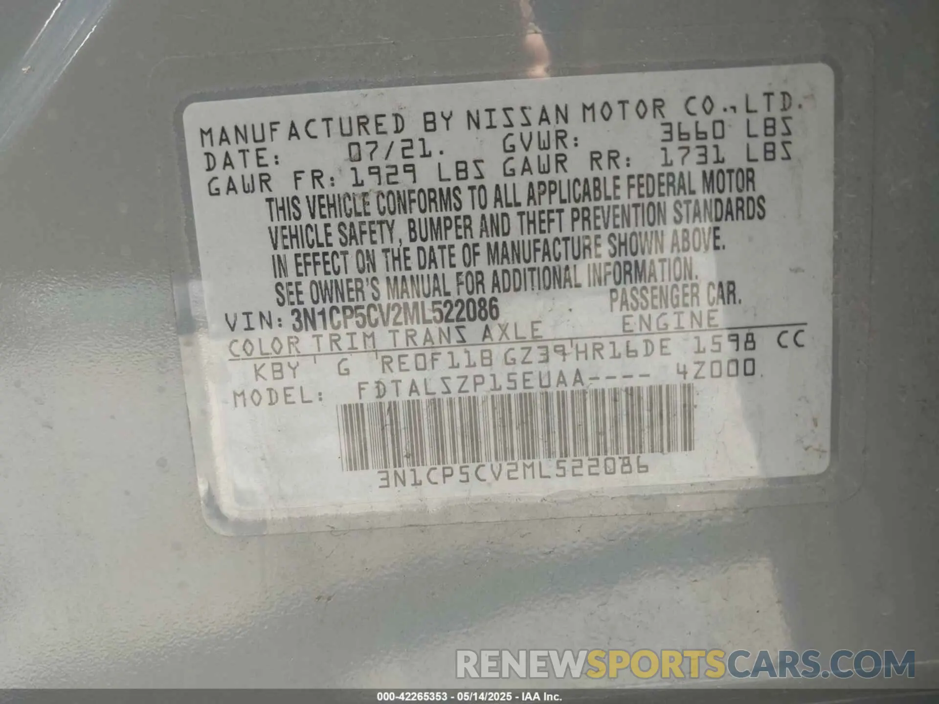9 Photograph of a damaged car 3N1CP5CV2ML522086 NISSAN KICKS 2021