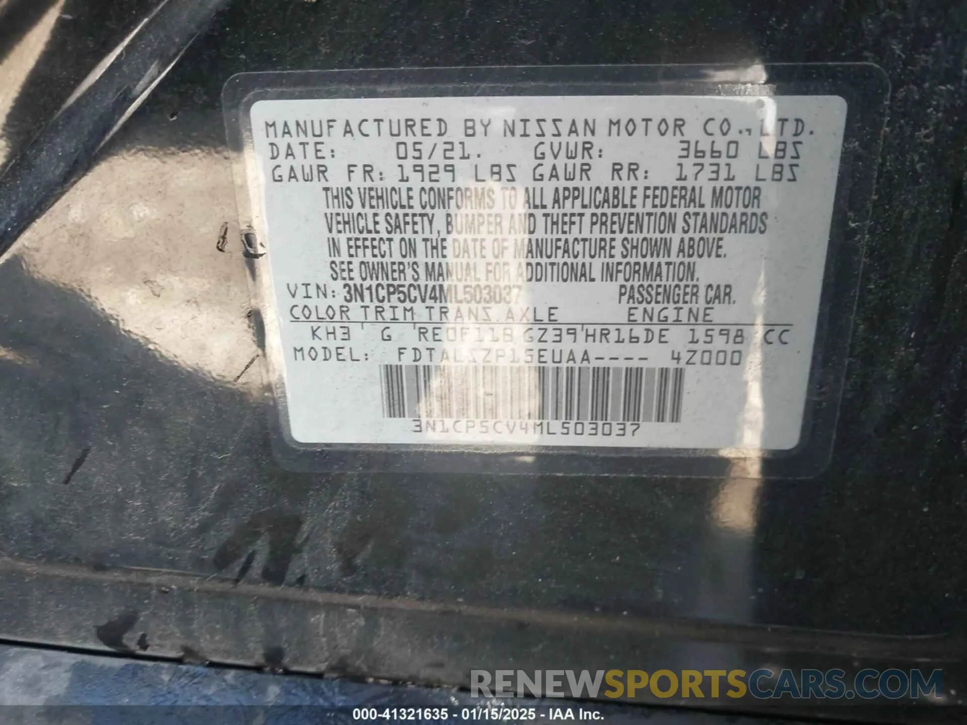 9 Photograph of a damaged car 3N1CP5CV4ML503037 NISSAN KICKS 2021
