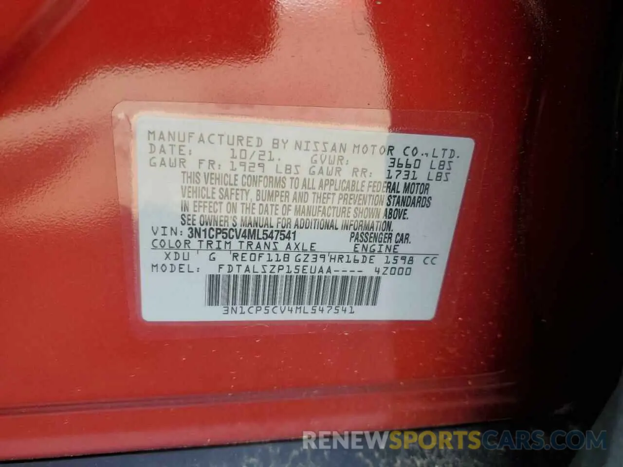 13 Photograph of a damaged car 3N1CP5CV4ML547541 NISSAN KICKS 2021