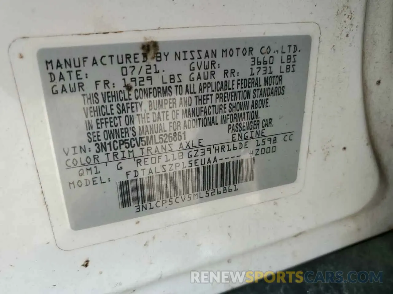 16 Photograph of a damaged car 3N1CP5CV5ML526861 NISSAN KICKS 2021