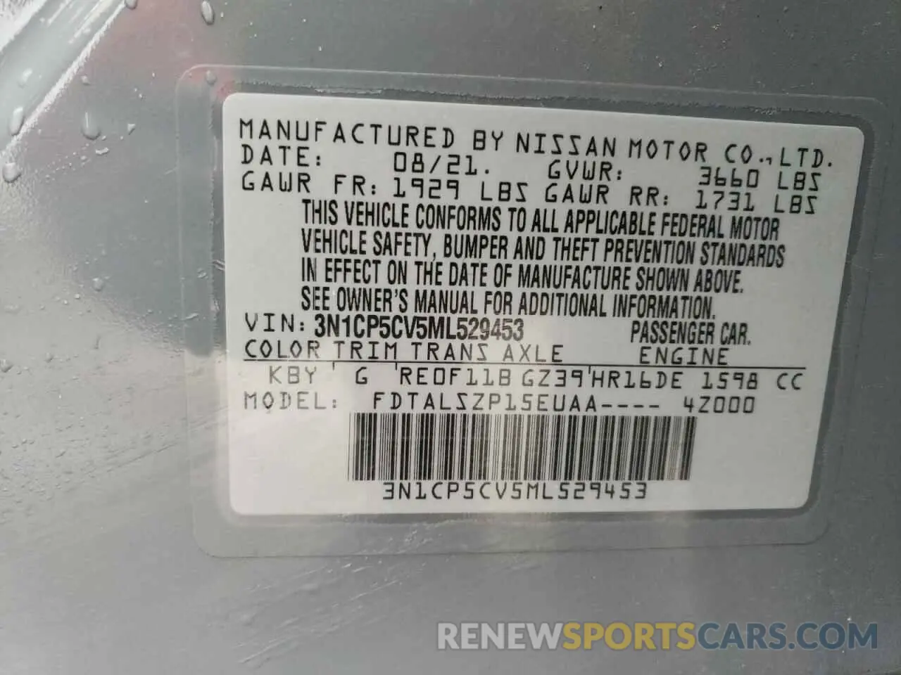 14 Photograph of a damaged car 3N1CP5CV5ML529453 NISSAN KICKS 2021