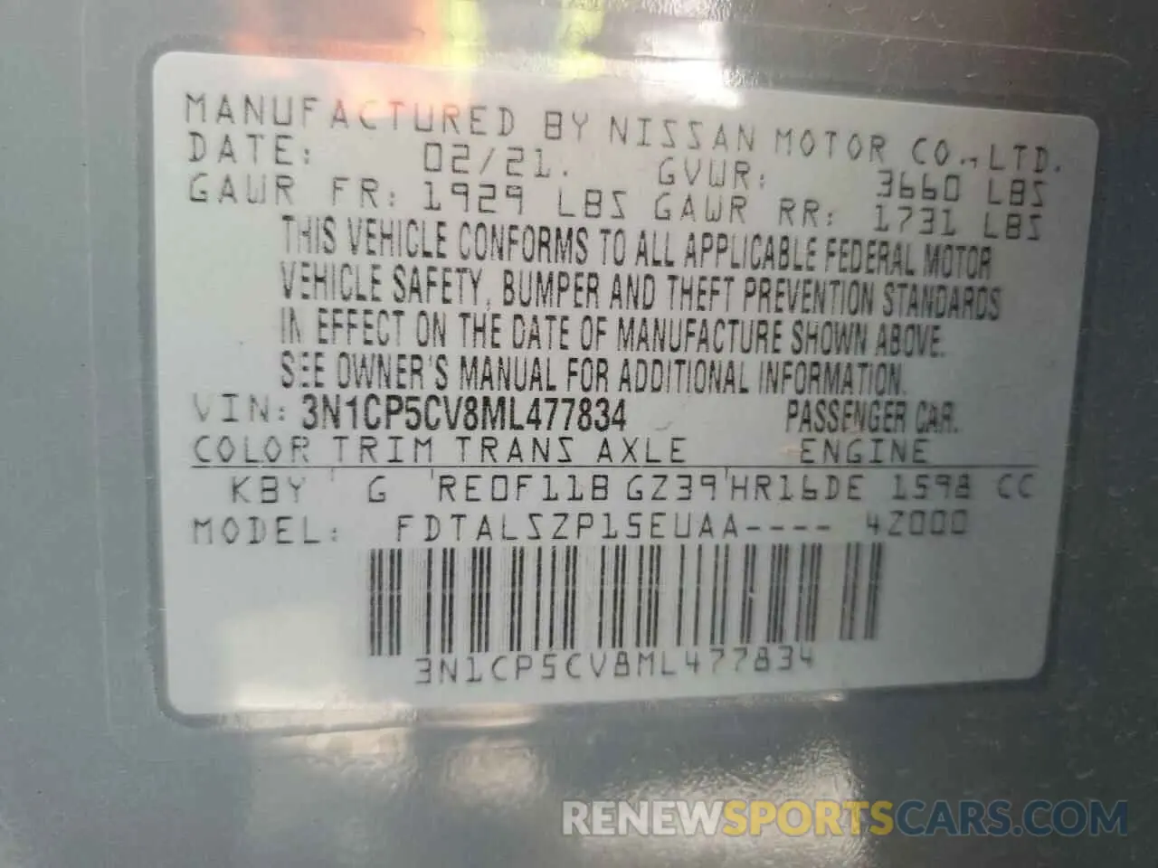 13 Photograph of a damaged car 3N1CP5CV8ML477834 NISSAN KICKS 2021