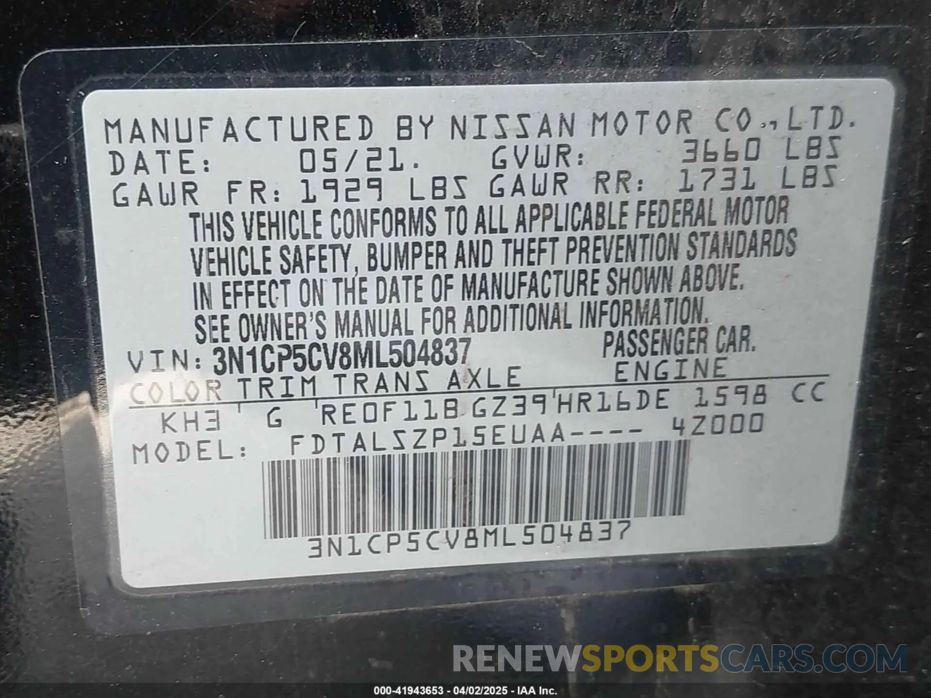 9 Photograph of a damaged car 3N1CP5CV8ML504837 NISSAN KICKS 2021
