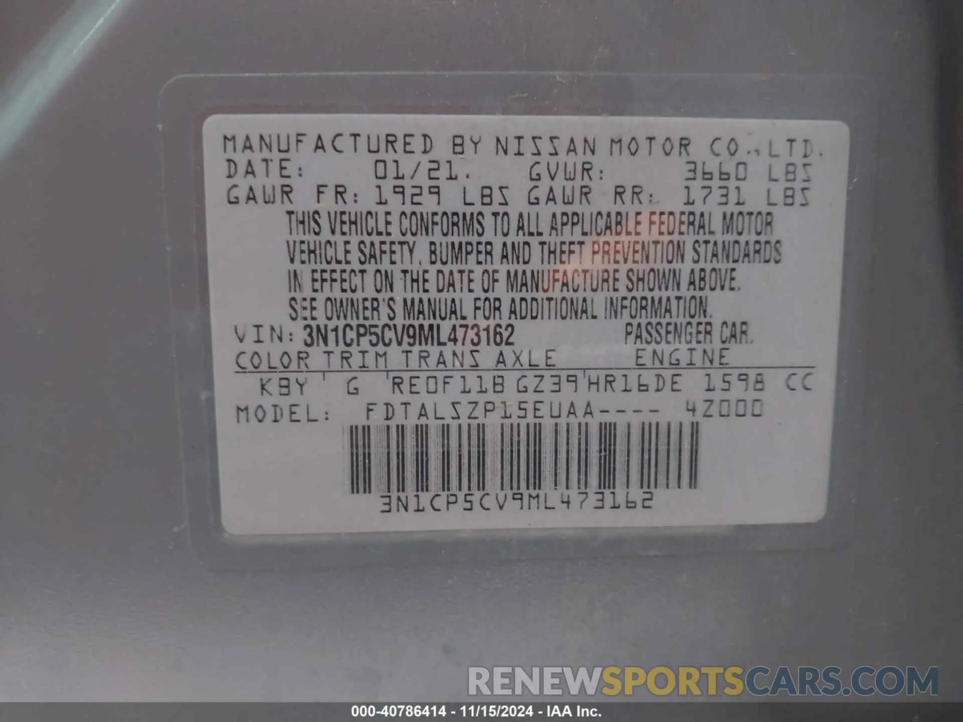 9 Photograph of a damaged car 3N1CP5CV9ML473162 NISSAN KICKS 2021