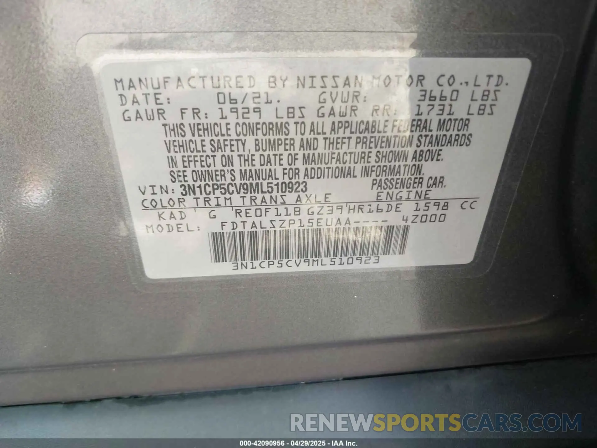 9 Photograph of a damaged car 3N1CP5CV9ML510923 NISSAN KICKS 2021