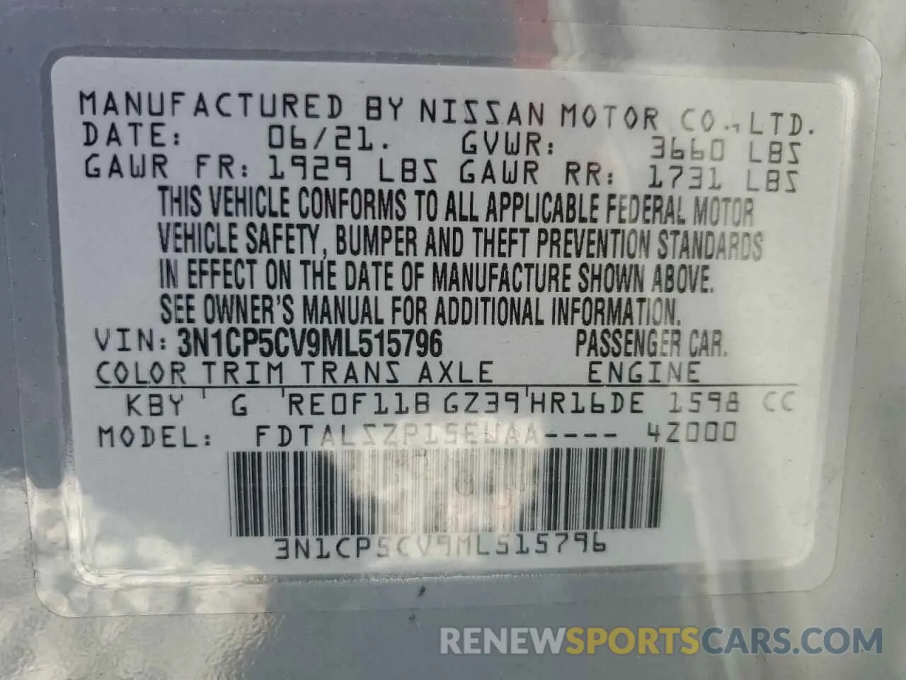 13 Photograph of a damaged car 3N1CP5CV9ML515796 NISSAN KICKS 2021
