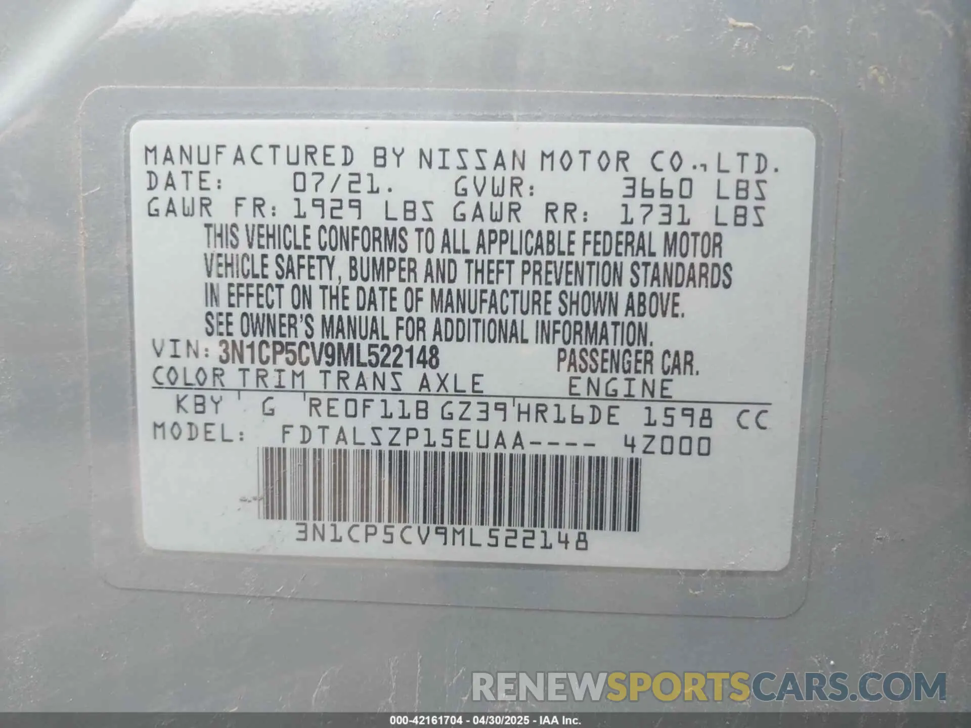 9 Photograph of a damaged car 3N1CP5CV9ML522148 NISSAN KICKS 2021