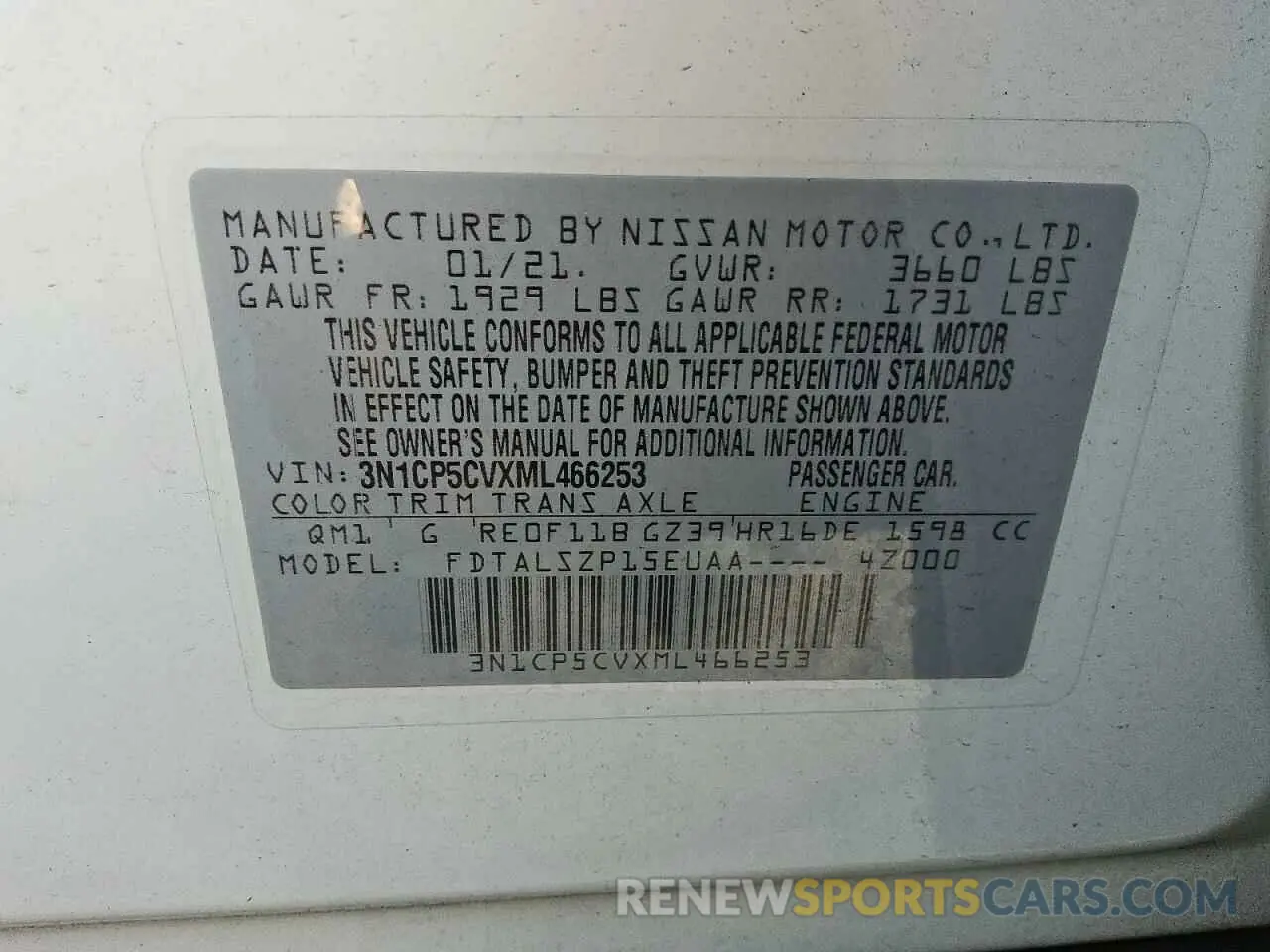 13 Photograph of a damaged car 3N1CP5CVXML466253 NISSAN KICKS 2021
