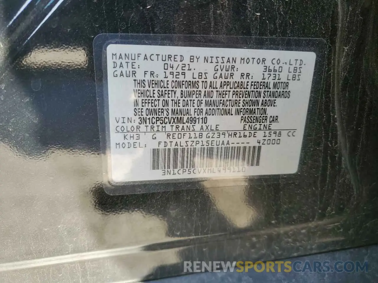 13 Photograph of a damaged car 3N1CP5CVXML499110 NISSAN KICKS 2021