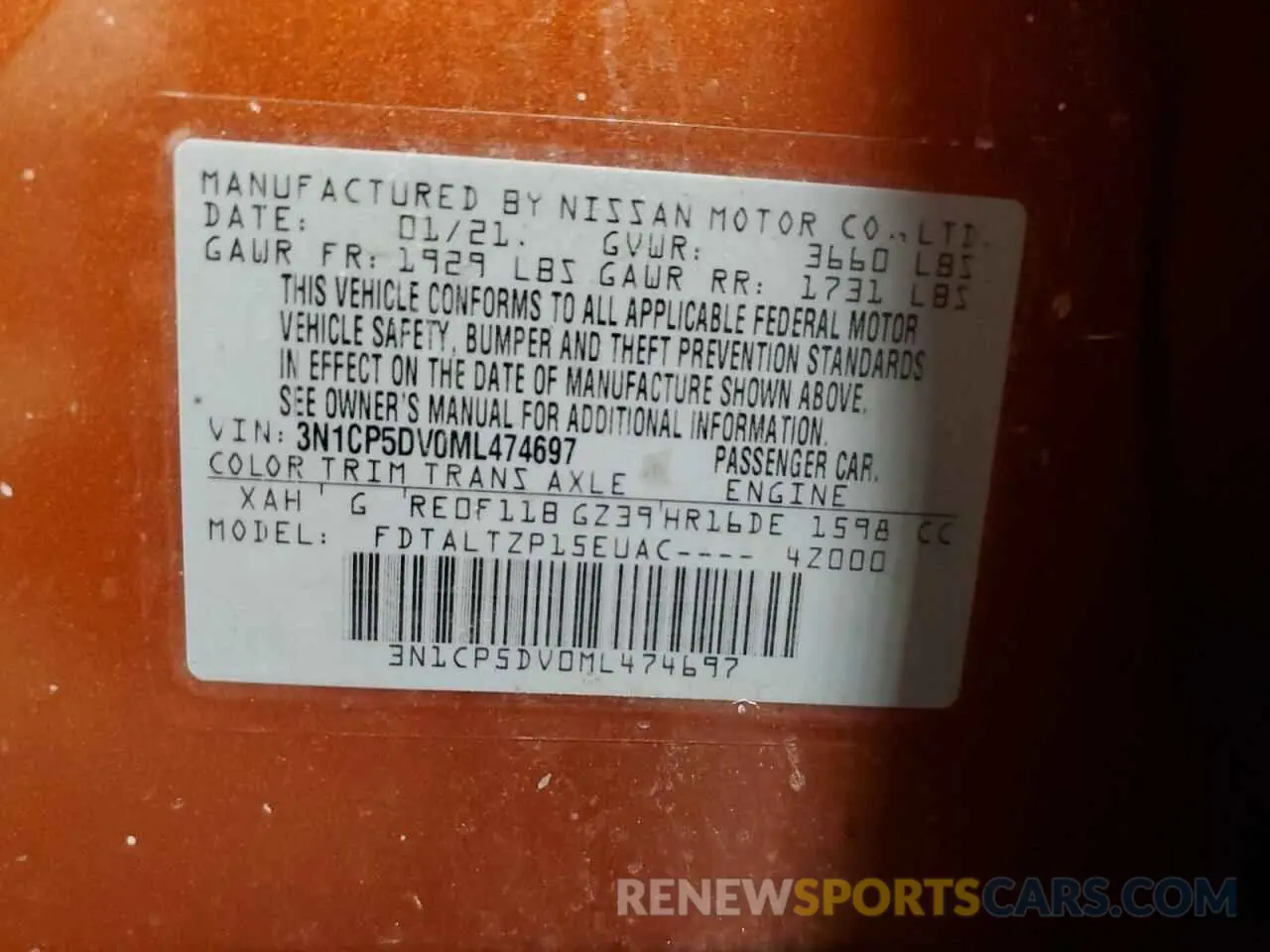 12 Photograph of a damaged car 3N1CP5DV0ML474697 NISSAN KICKS 2021