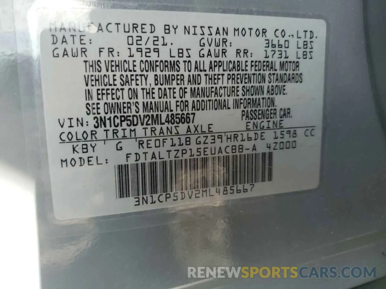 12 Photograph of a damaged car 3N1CP5DV2ML485667 NISSAN KICKS 2021