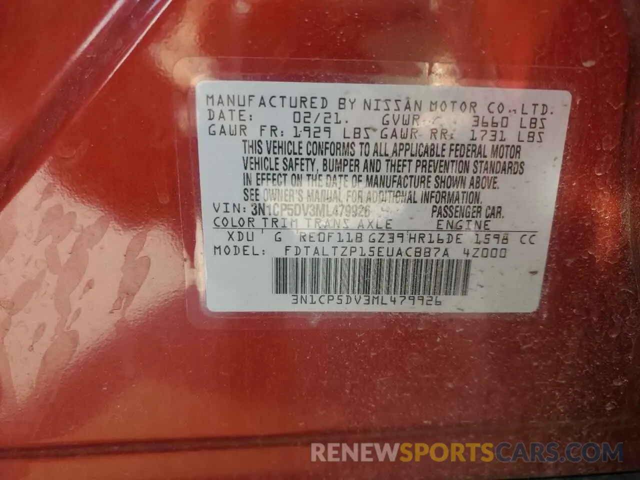 13 Photograph of a damaged car 3N1CP5DV3ML479926 NISSAN KICKS 2021
