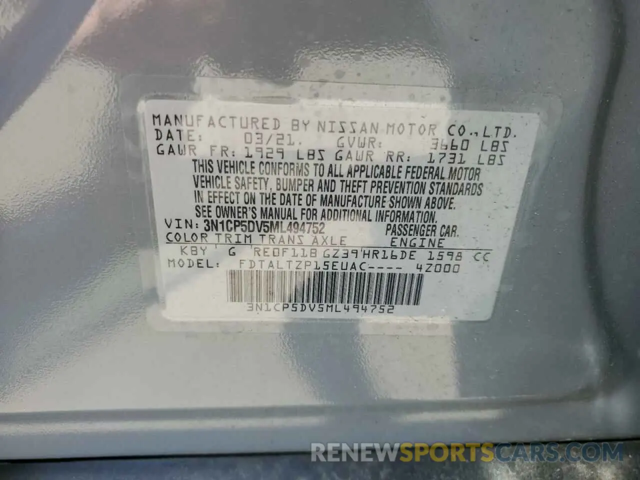 13 Photograph of a damaged car 3N1CP5DV5ML494752 NISSAN KICKS 2021