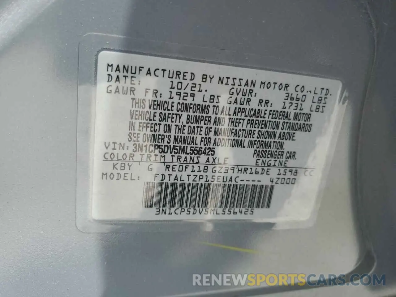 13 Photograph of a damaged car 3N1CP5DV5ML556425 NISSAN KICKS 2021