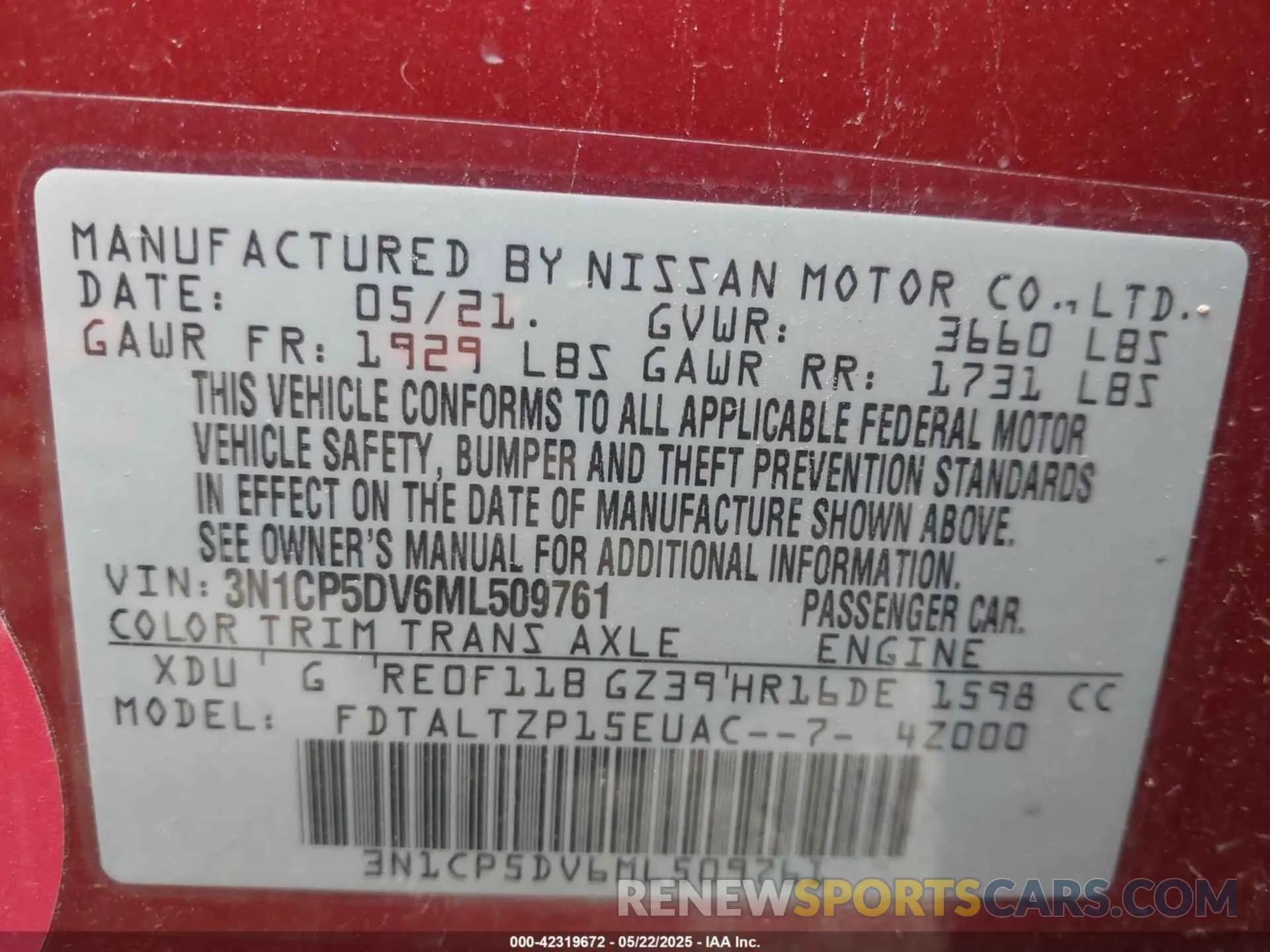 9 Photograph of a damaged car 3N1CP5DV6ML509761 NISSAN KICKS 2021