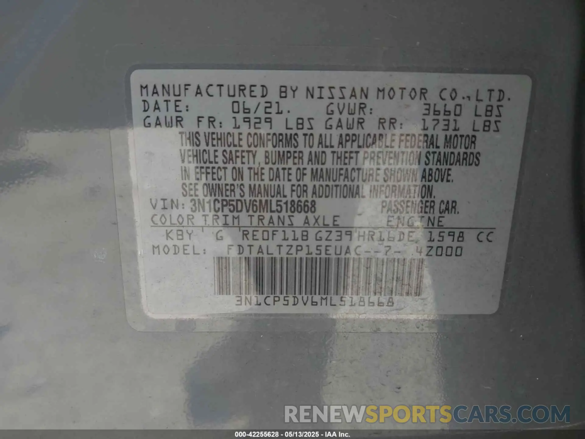 9 Photograph of a damaged car 3N1CP5DV6ML518668 NISSAN KICKS 2021